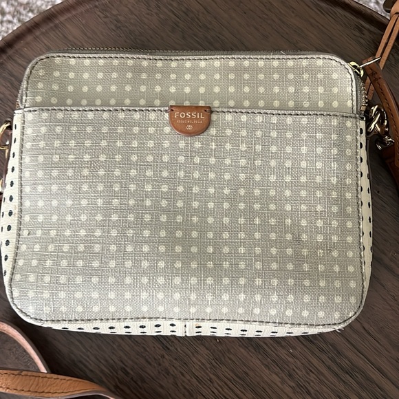 Fossil polkadot, cross bag, full leather, gold, gold hardware - Picture 2 of 3